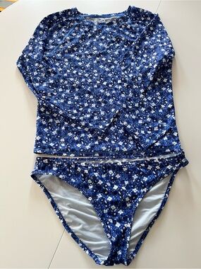 Aerie Long-Sleeve Rash Guard Swimsuit Set